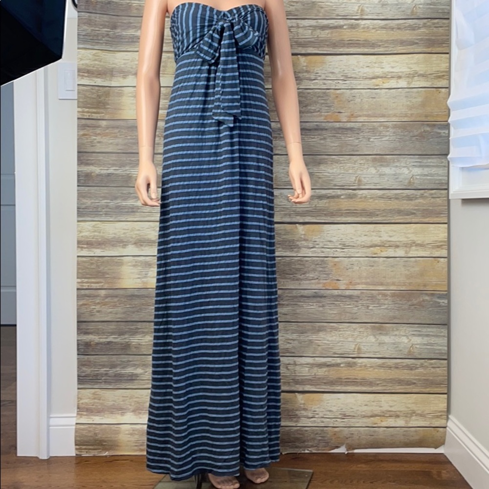 Splendid Blue Striped Strapless Maxi Dress NWT